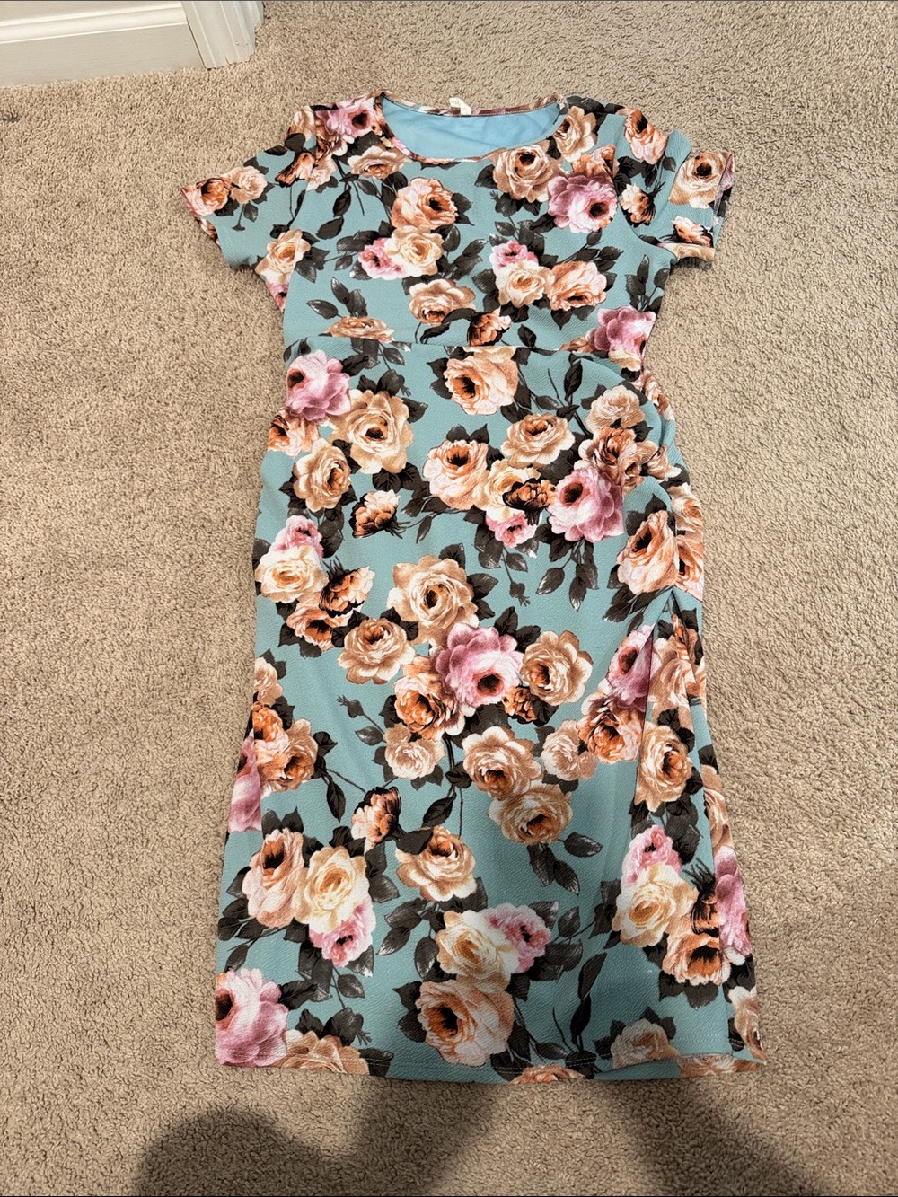 Pinkblush Floral Maternity Dress in Teal and Peach